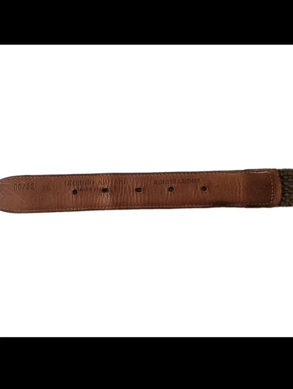 Giorgio Armani Brown Leather Tabs & Cotton Belt Made in Italy, Size 28